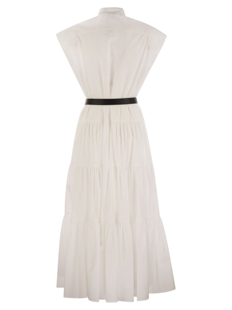 ワンピース Max Mara Studio BAIRO LONG BELTED DRESS (2516221102600 001) Bairo cotton poplin dress for women 2516221102600 Chocolate