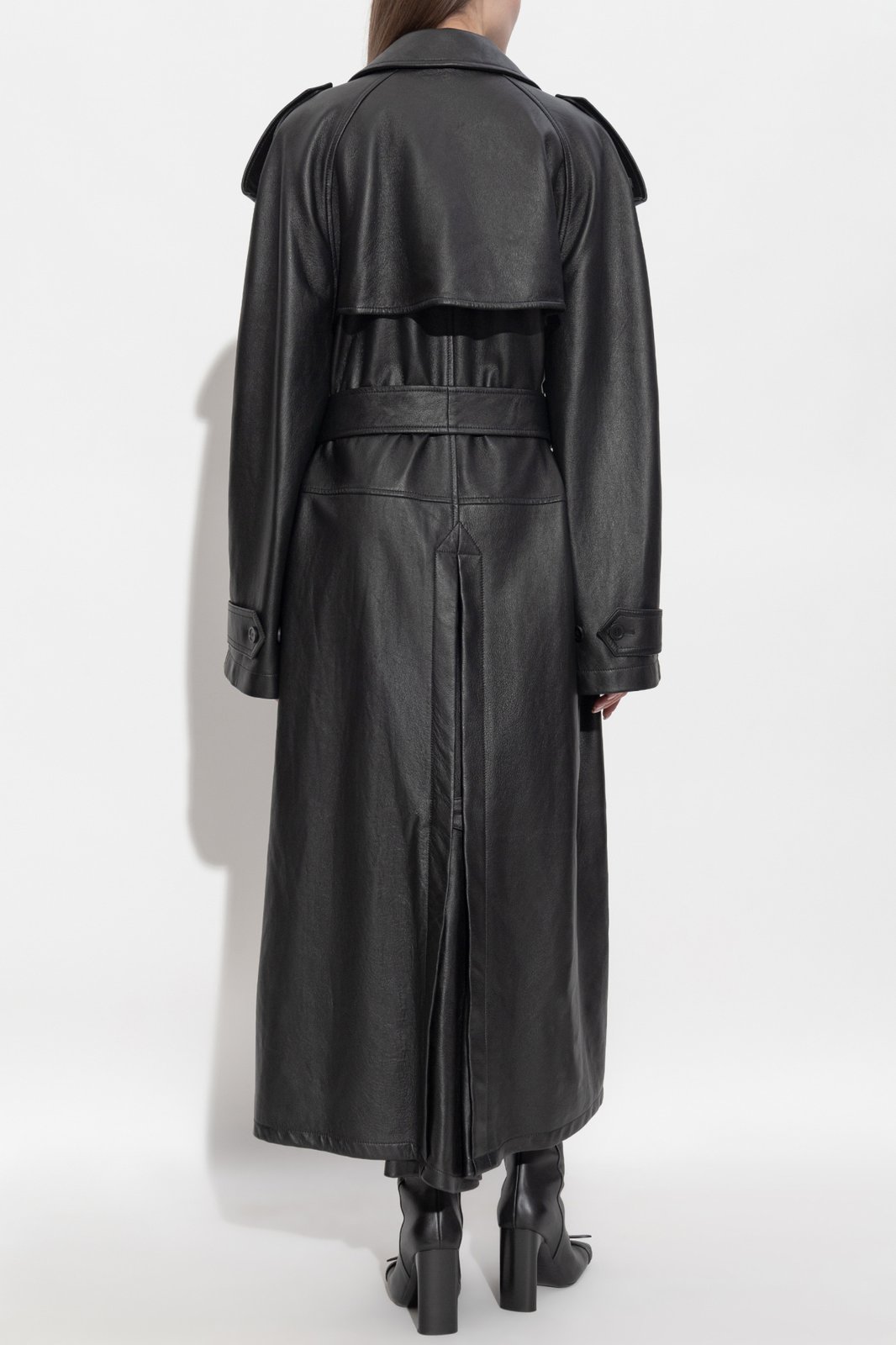 Balenciaga Belted Leather Trench Coat