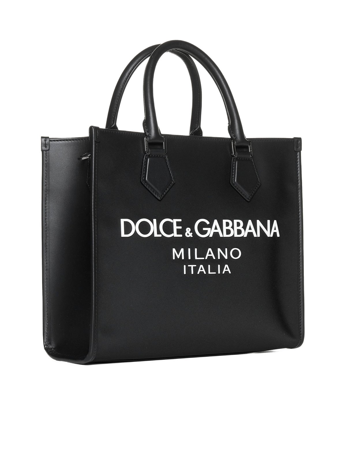 Dolce & Gabbana White Green Knitted Cotton Logo Shopping Tote Bag
