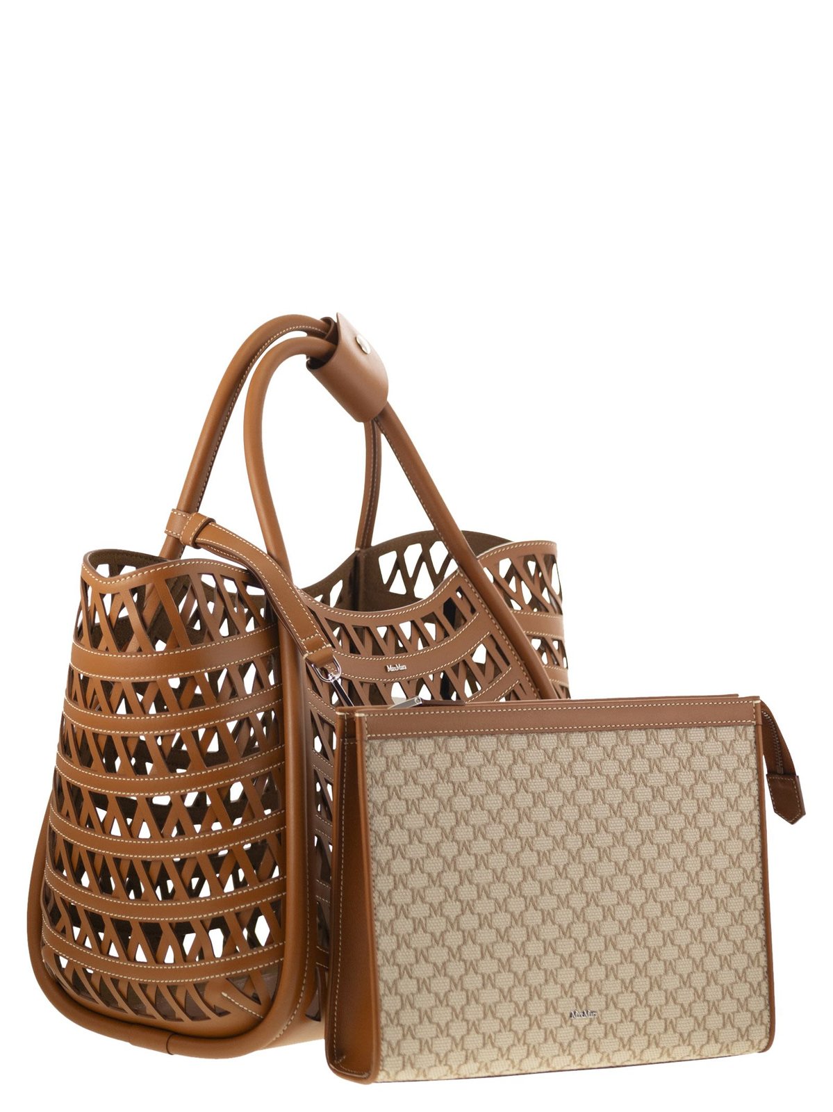 Max Mara： ロゴプレート カットアウト トートバッグ マックスマーラ ロゴプレート カットアウト トートバッグ