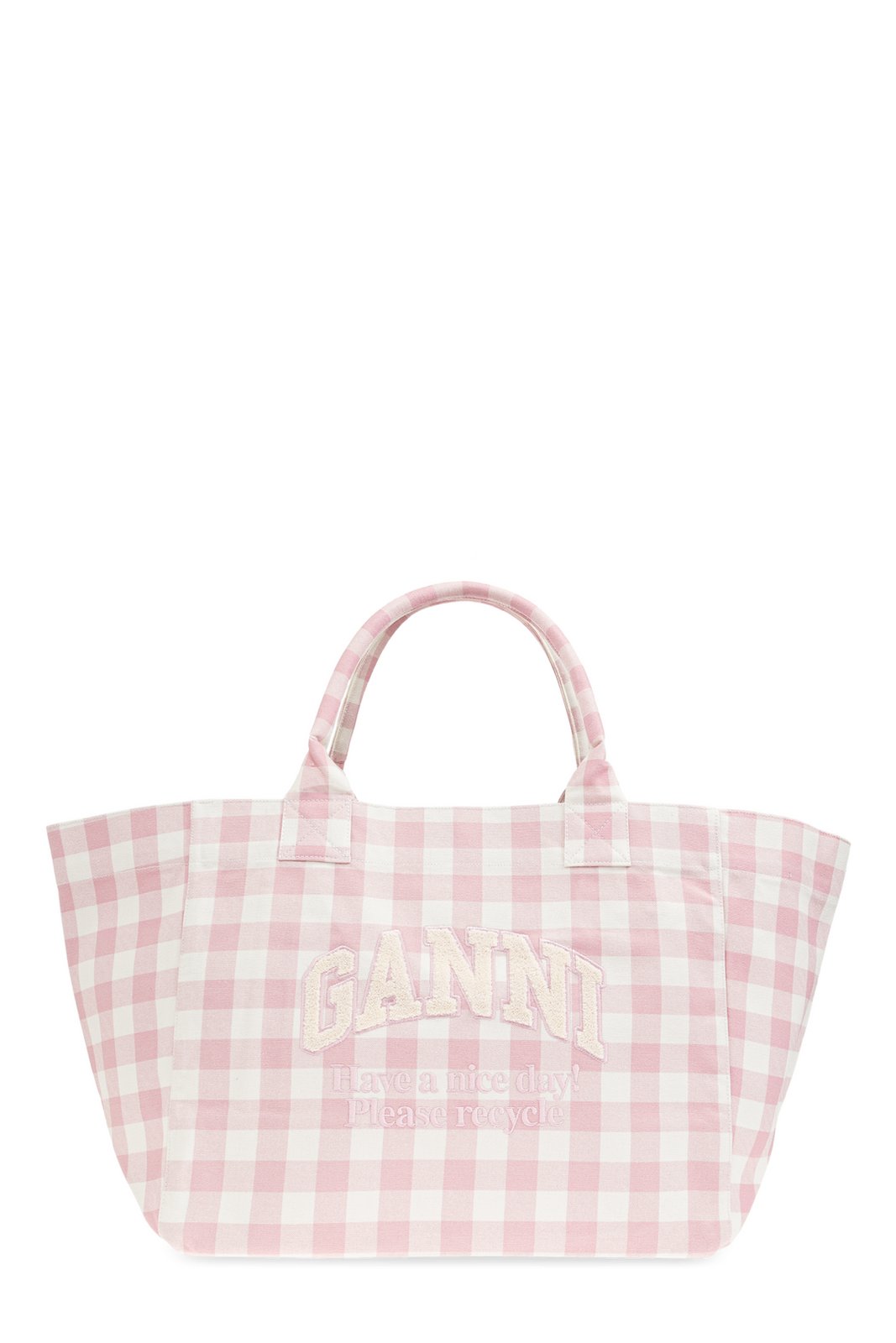 Ganni XXL Vichy Checked Tote Bag