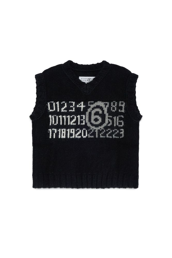 MM6 Maison Margiela Kids 인타르시아 니트 탑
