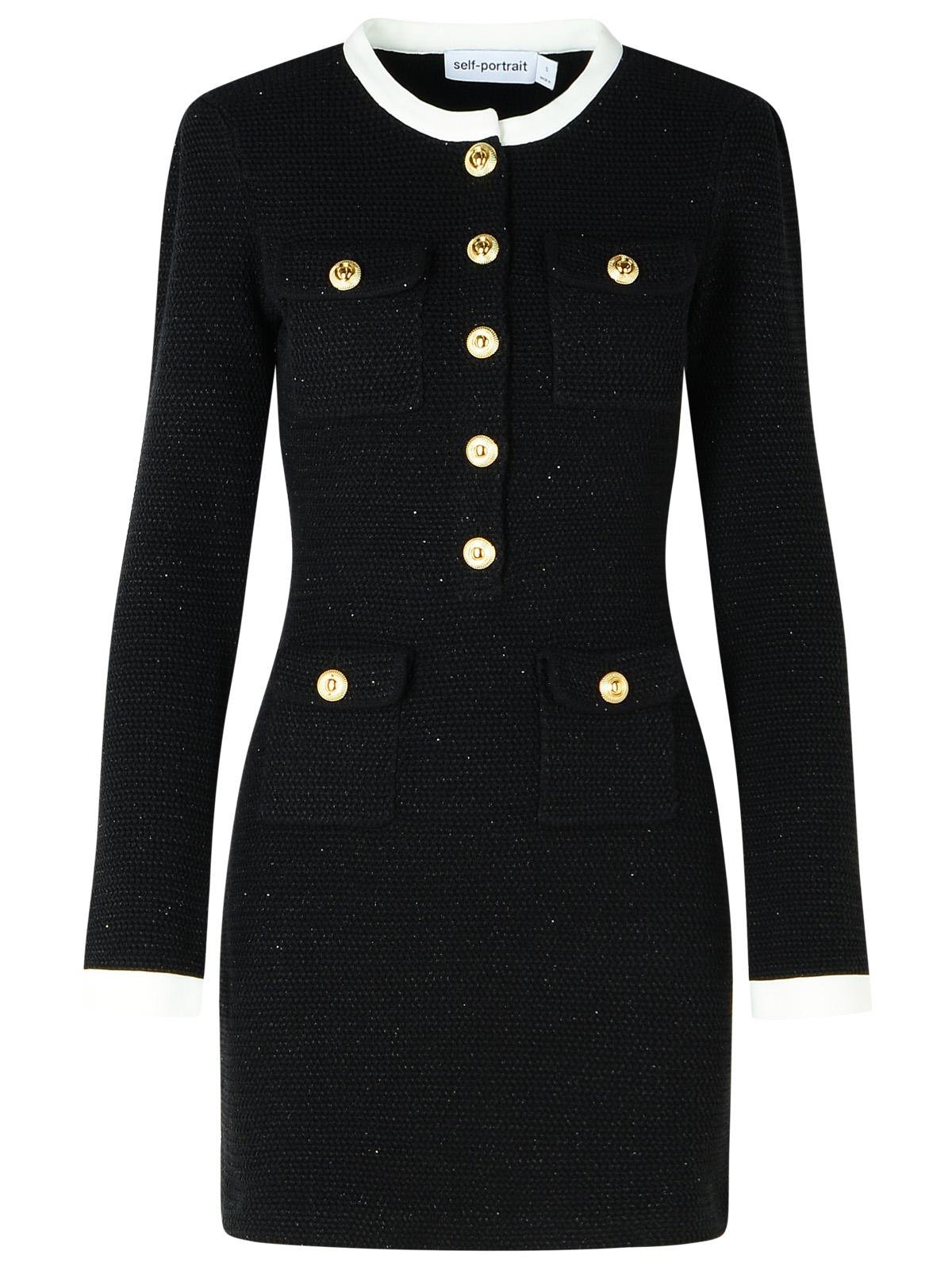 Self-Portrait Knitted Contrast Collar Mini Dress