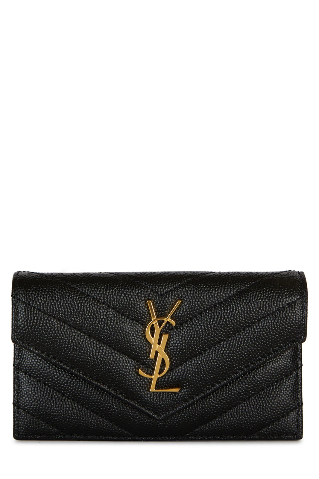 Saint Laurent Monogram Quilted Grain De Poudre Card Case