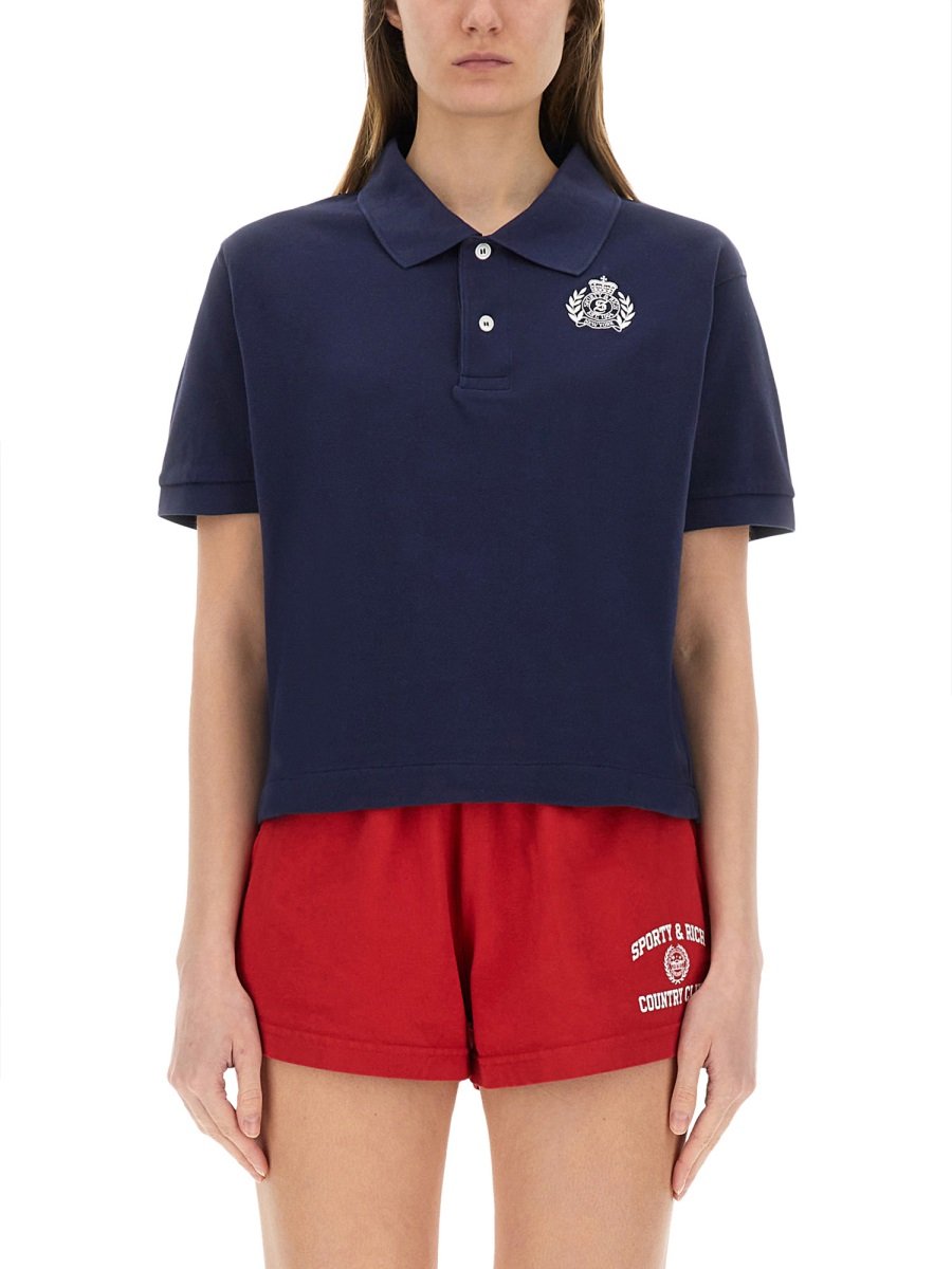 Sporty & Rich Logo Embroidered Short-Sleeved Polo Top