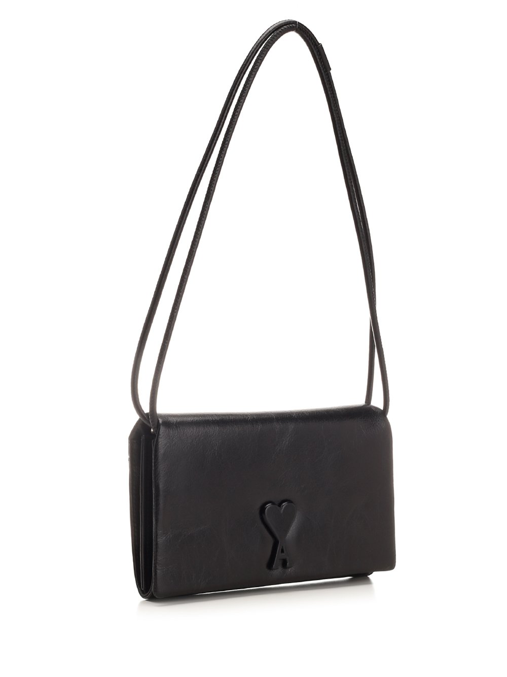 AMI Paris Ami de Coeur Logo Plaque Foldover Top Shoulder Bag