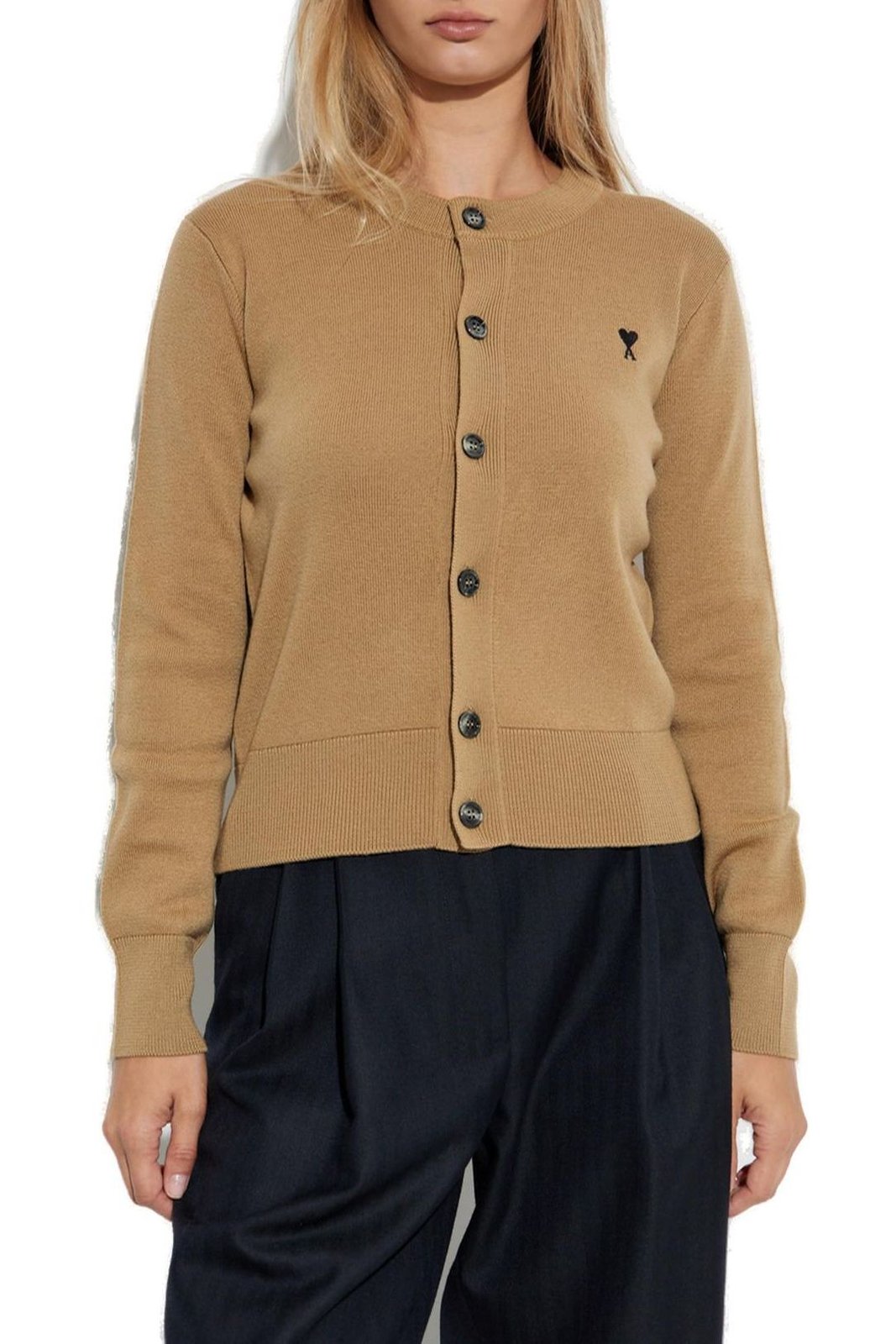 AMI Paris Ami de Coeur Embroidered Cardigan