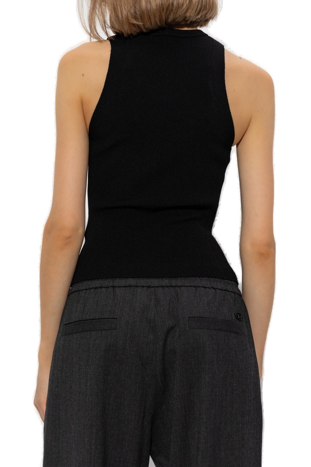 Diesel M-Caddix Logo Plaque Ribbed-Knit Top