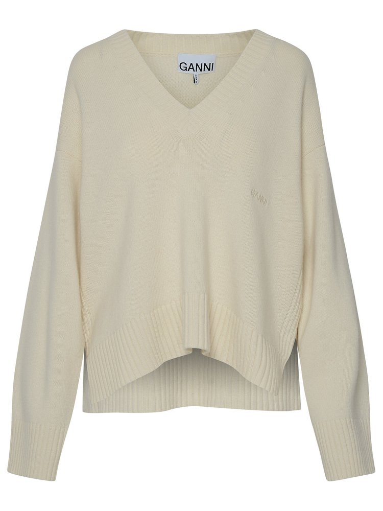 Logo Embroidered V-Neck Sweater – Cettire