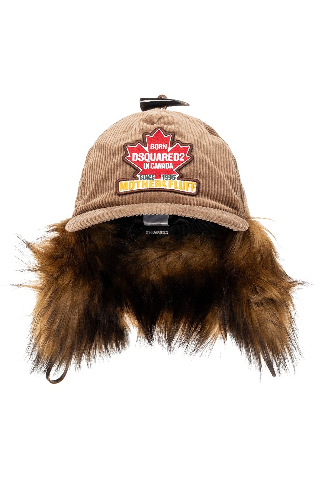 Fur Beret. Dsquared2 Dsquared2 Black and White Faux-Fur Driver Hat Dsquared2 main image 2