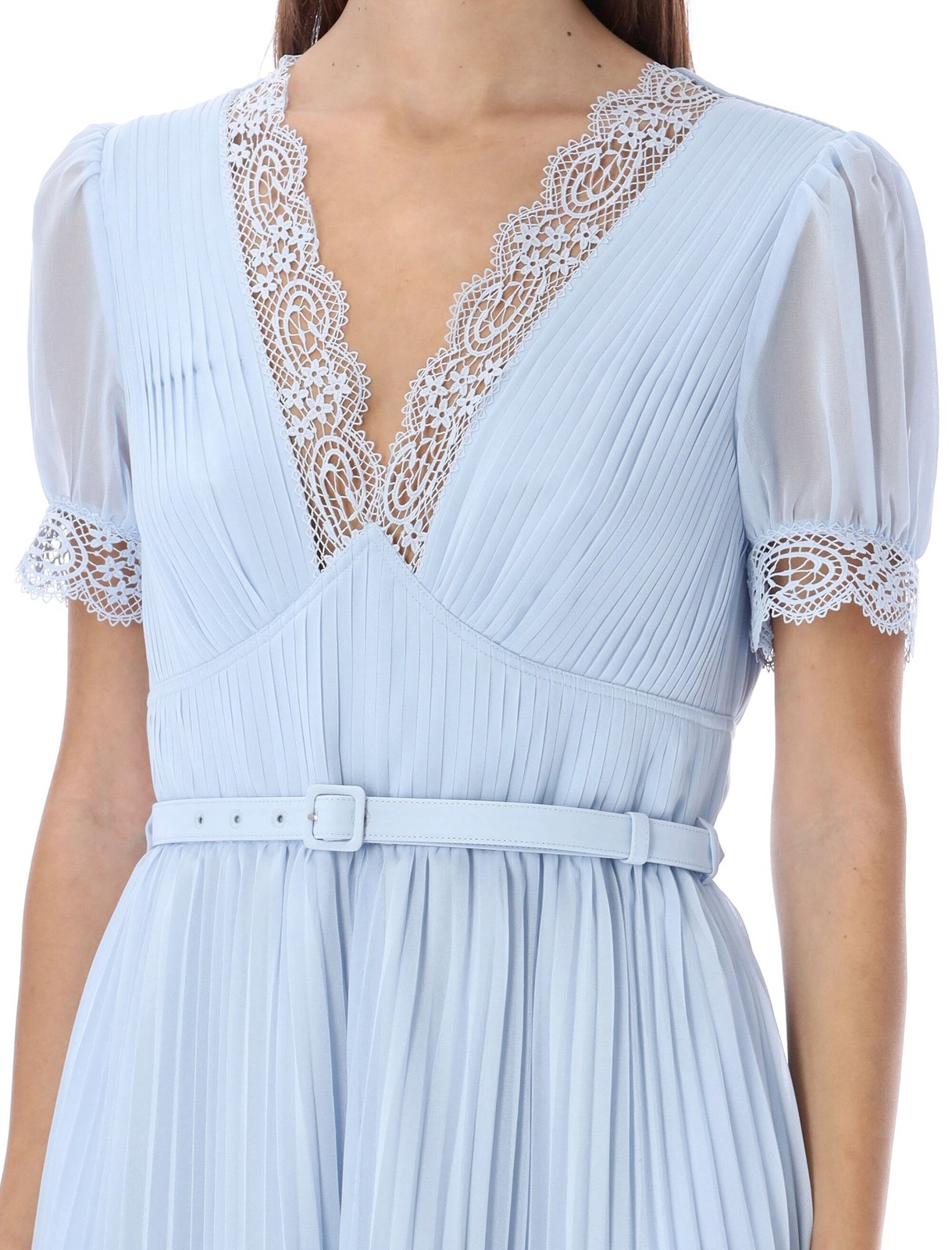 sachin and babi light blue dress Self-Portrait Chiffon Pleated Maxi Dress – Cettire