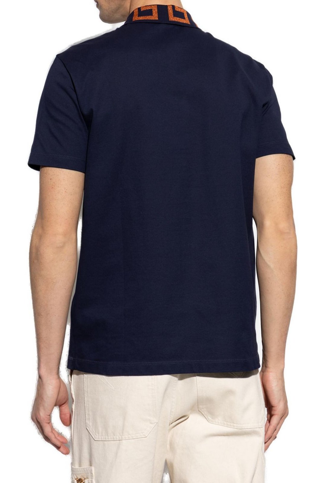 Versace Greca Short-Sleeved Straight Hem Polo Shirt