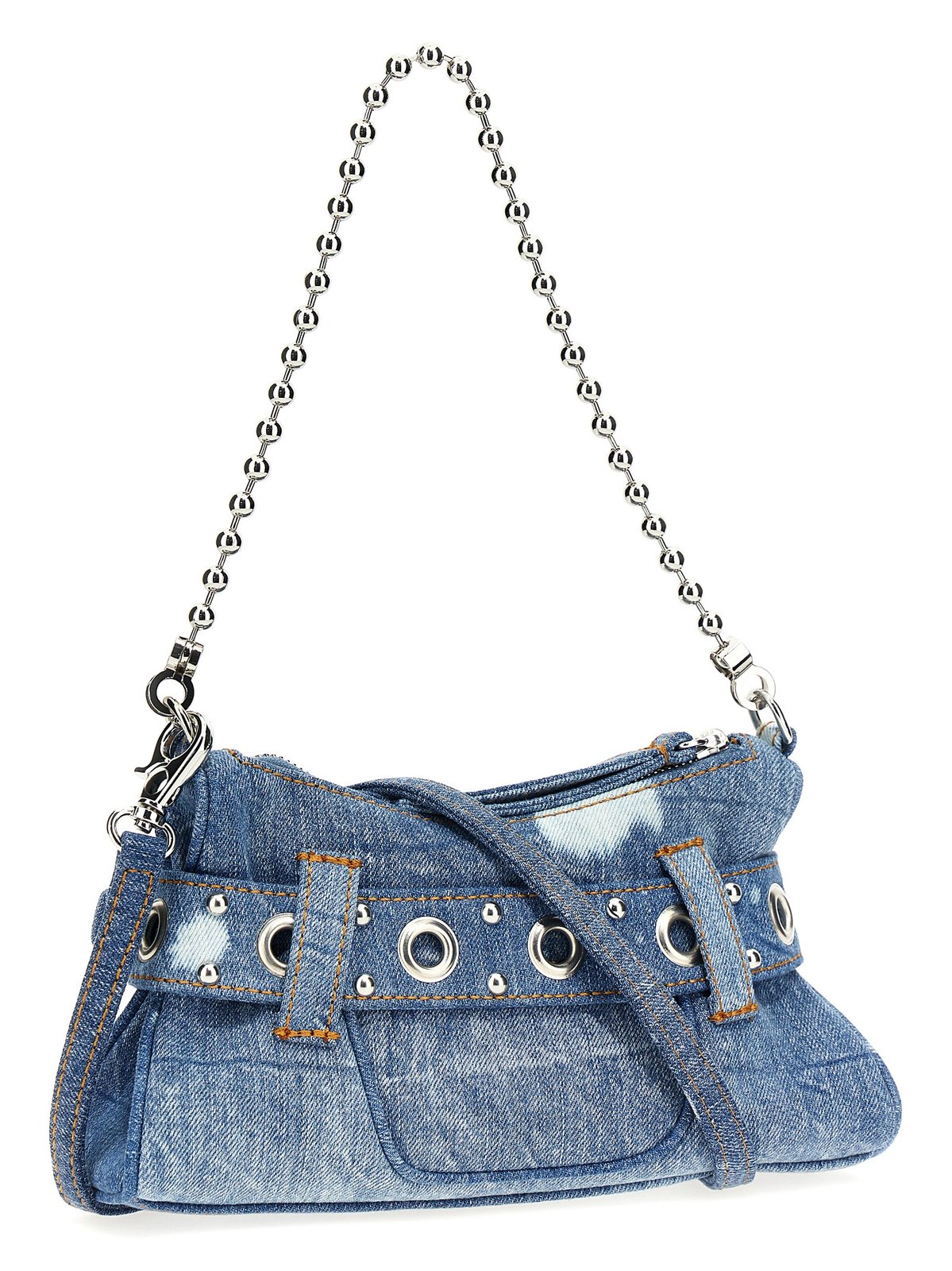 Dsquared2 Gothic Logo Plaque Denim Shoulder Bag