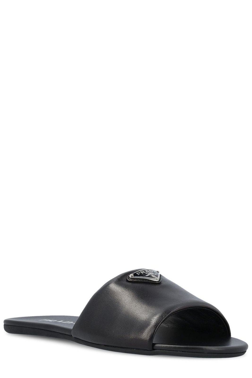 Prada Triangle-Logo Slip-On Sandals