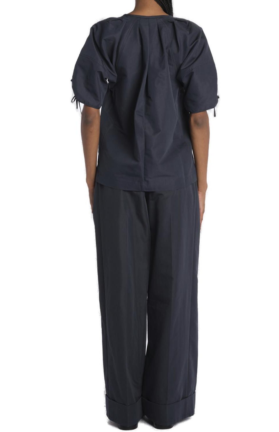 3.1 Phillip Lim Gathered Sleeve Band Collar Top