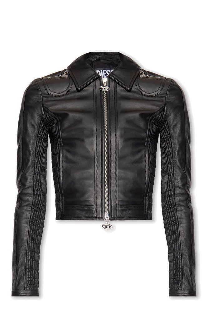 Diesel Saskia Cropped Smock Biker Jacket In Nero ModeSens