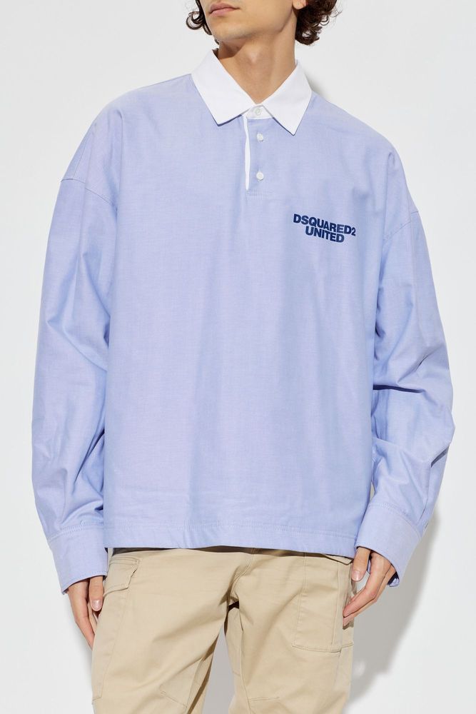 Dsquared2 로고 롱슬리브 폴로 셔츠