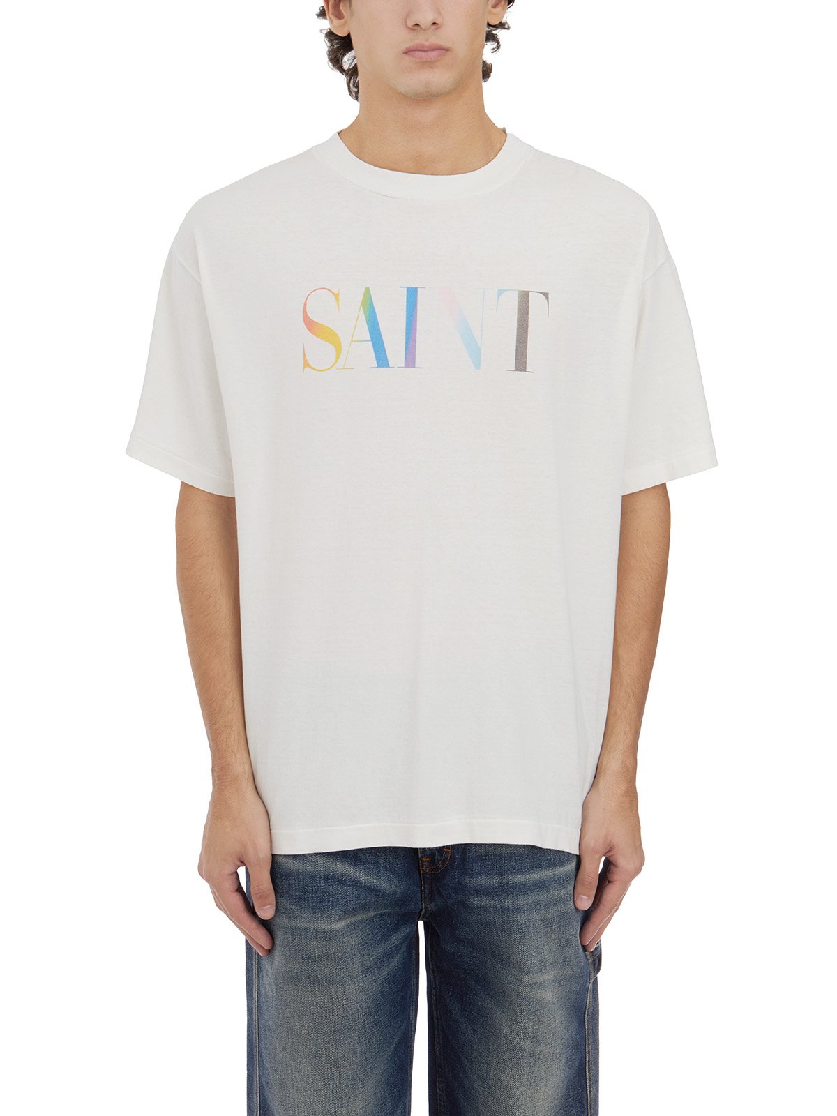 SAINT MXXXXXX Rainbow Saint Printed Crewneck T-Shirt