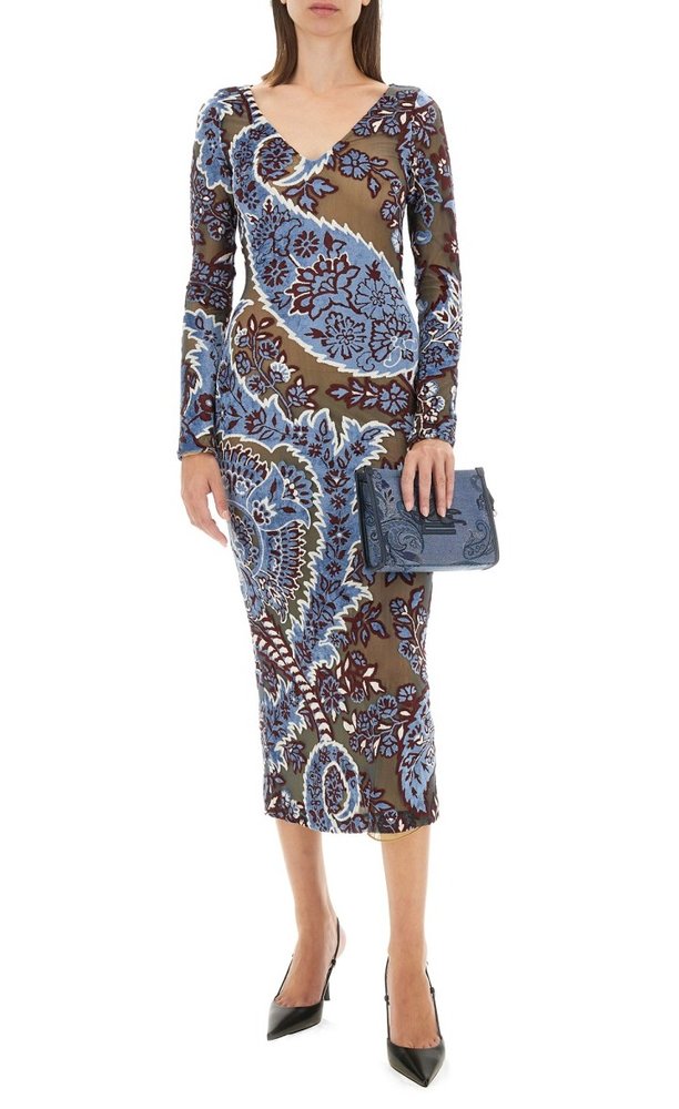 ワンピース ETRO VELVET JACQUARD TULLE DRESS (WRHA0199 99JJD03S9880) Etro Jacquard Velvet Tulle Dress – Cettire