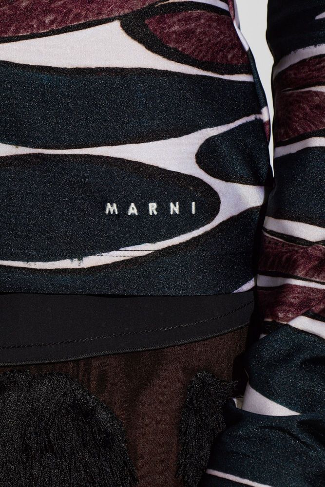 MARNI 추상 프린트 터틀넥 탑