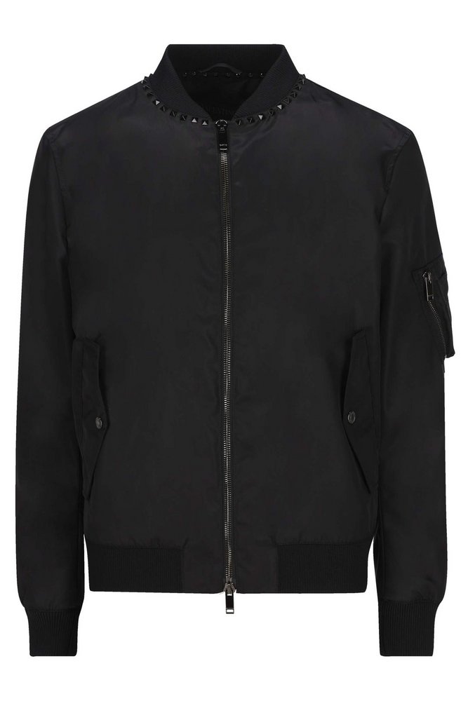 Valentino Stud Detailed Zip-Up Bomber Jacket – Cettire