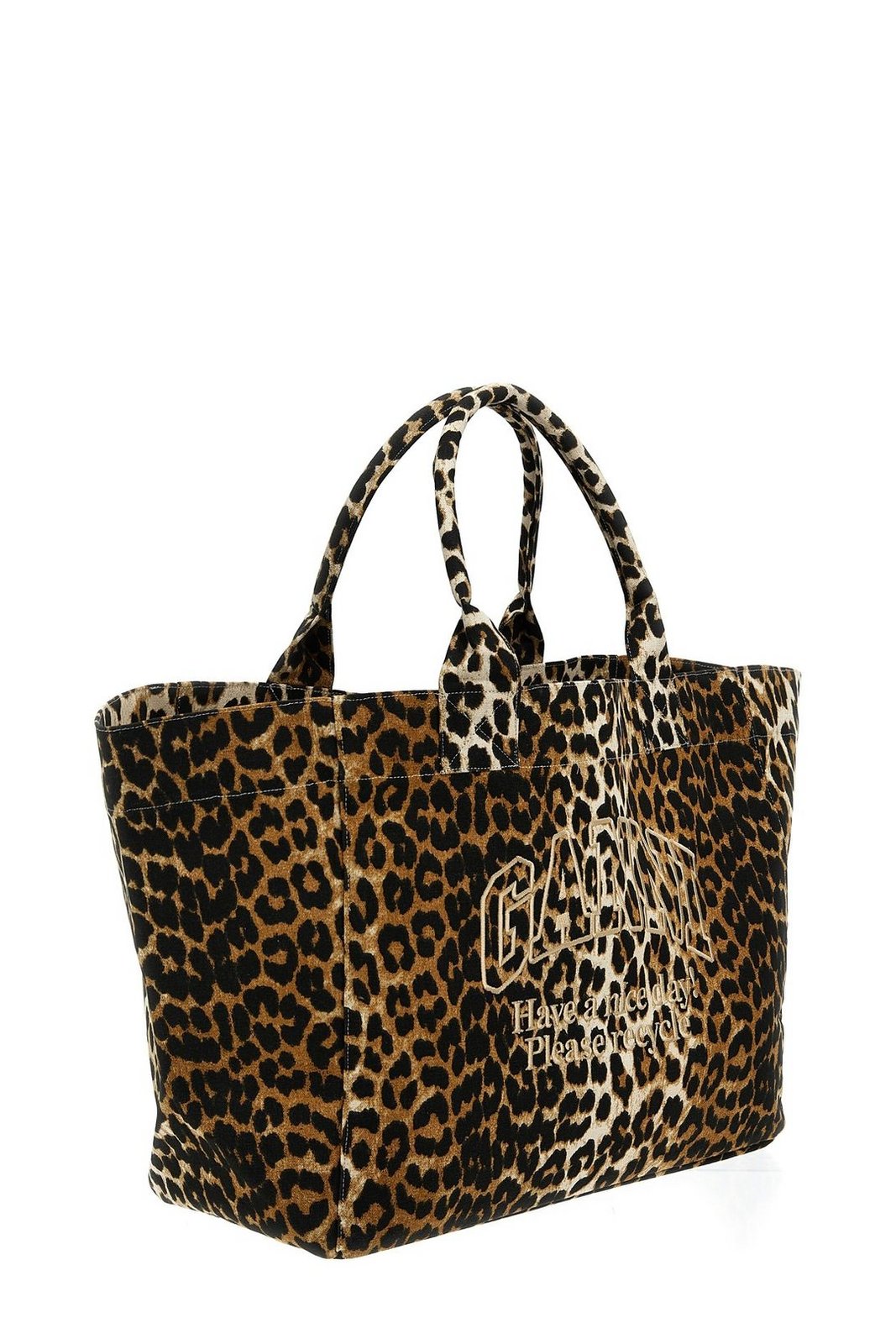 Ganni Oversized Leopard-Printed Tote Bag