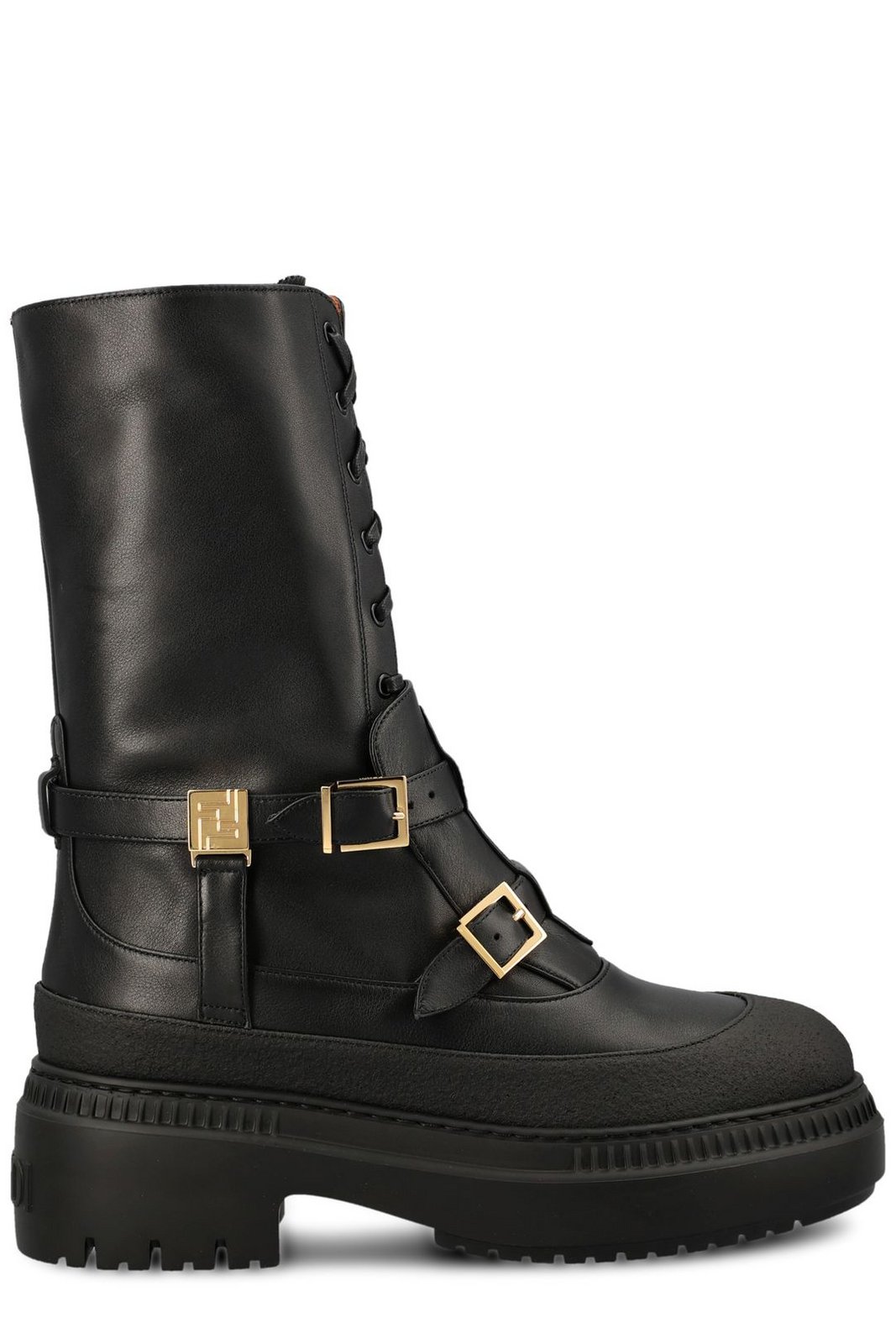 Shop Fendi Delfina Lace-Up Biker Boots on Sale at BeyondStyle