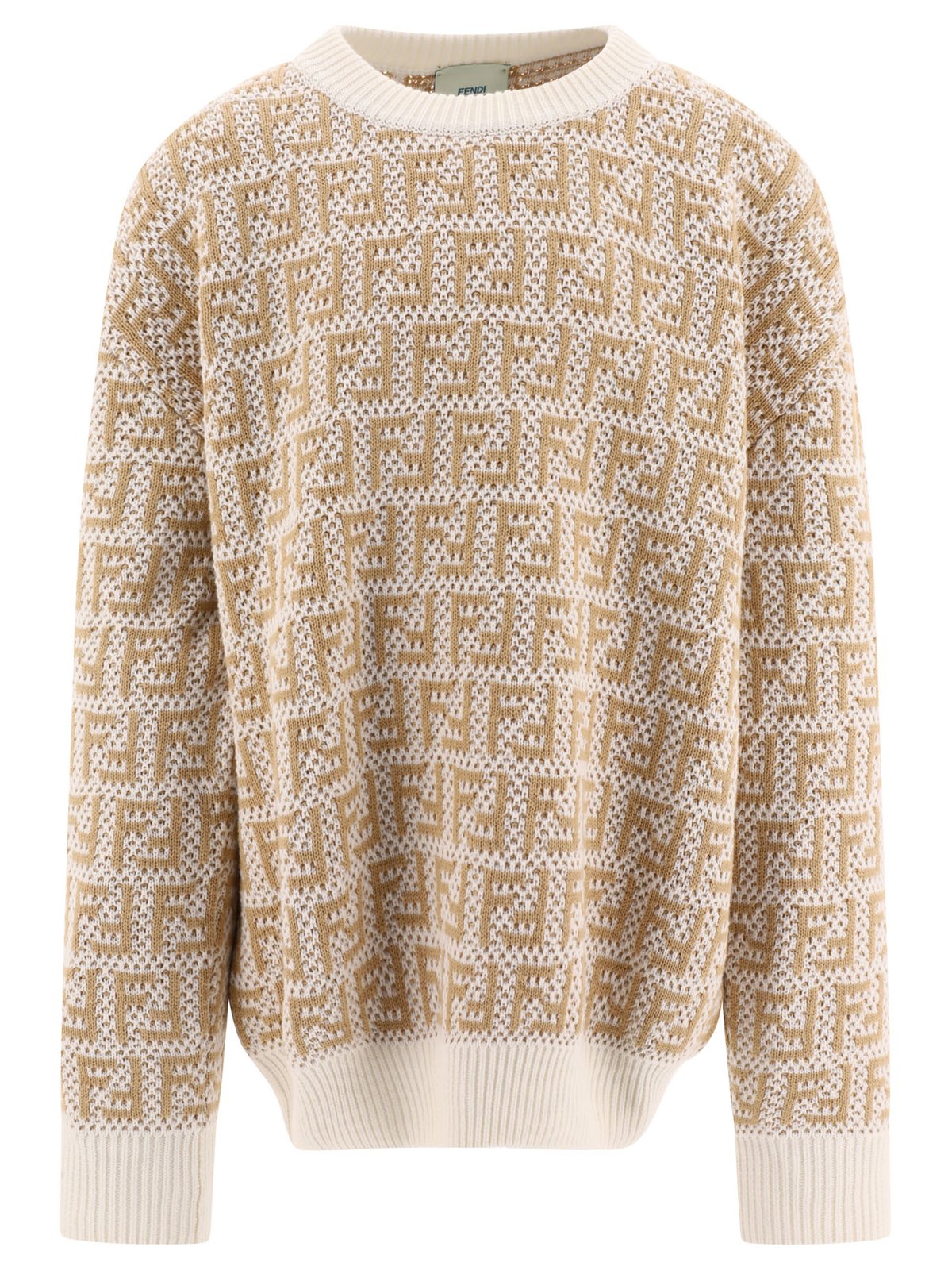 Fendi Kids Logo Intarsia-Knit Crewneck Jumper
