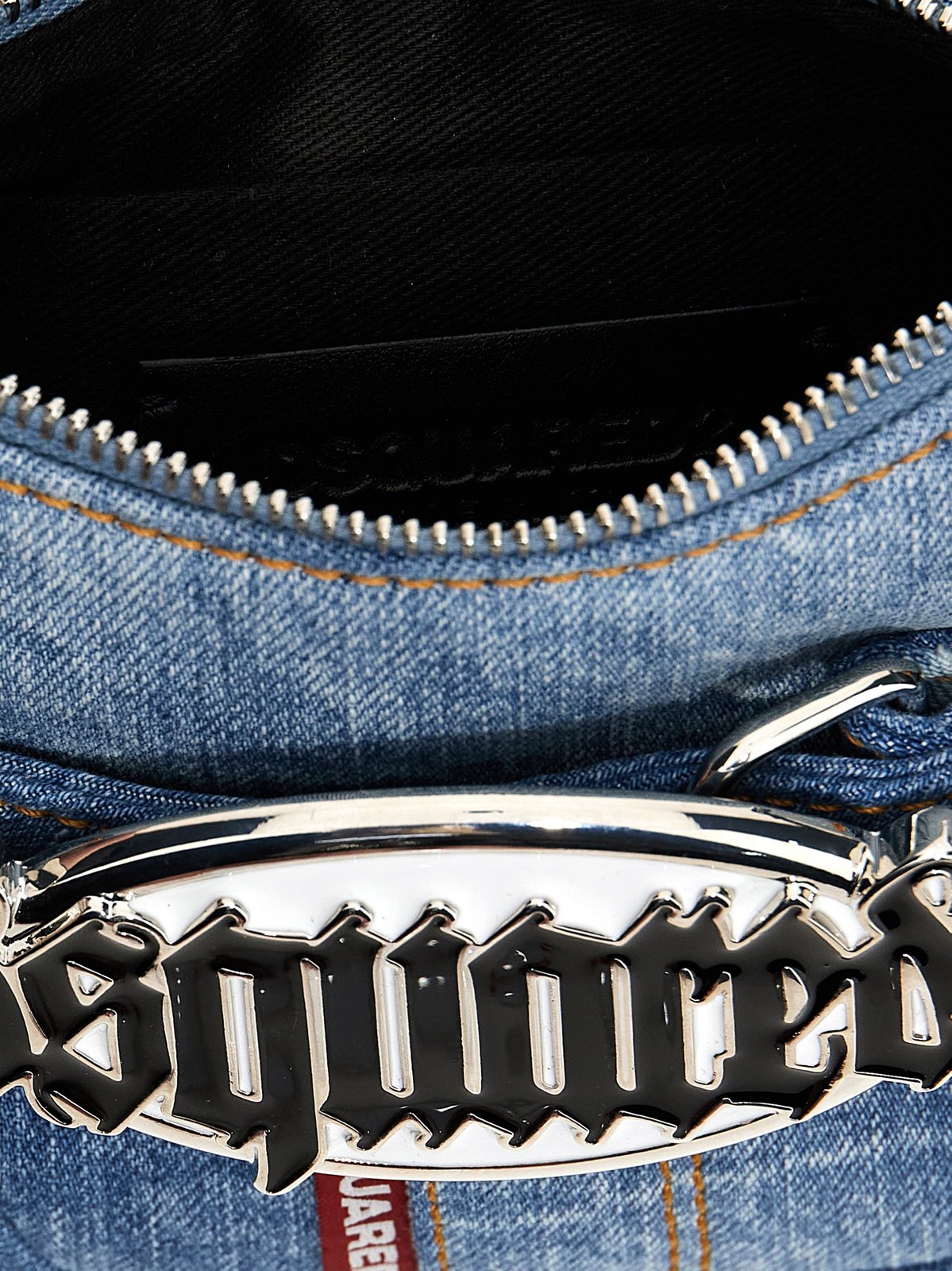 Dsquared2 Gothic Logo Plaque Denim Shoulder Bag