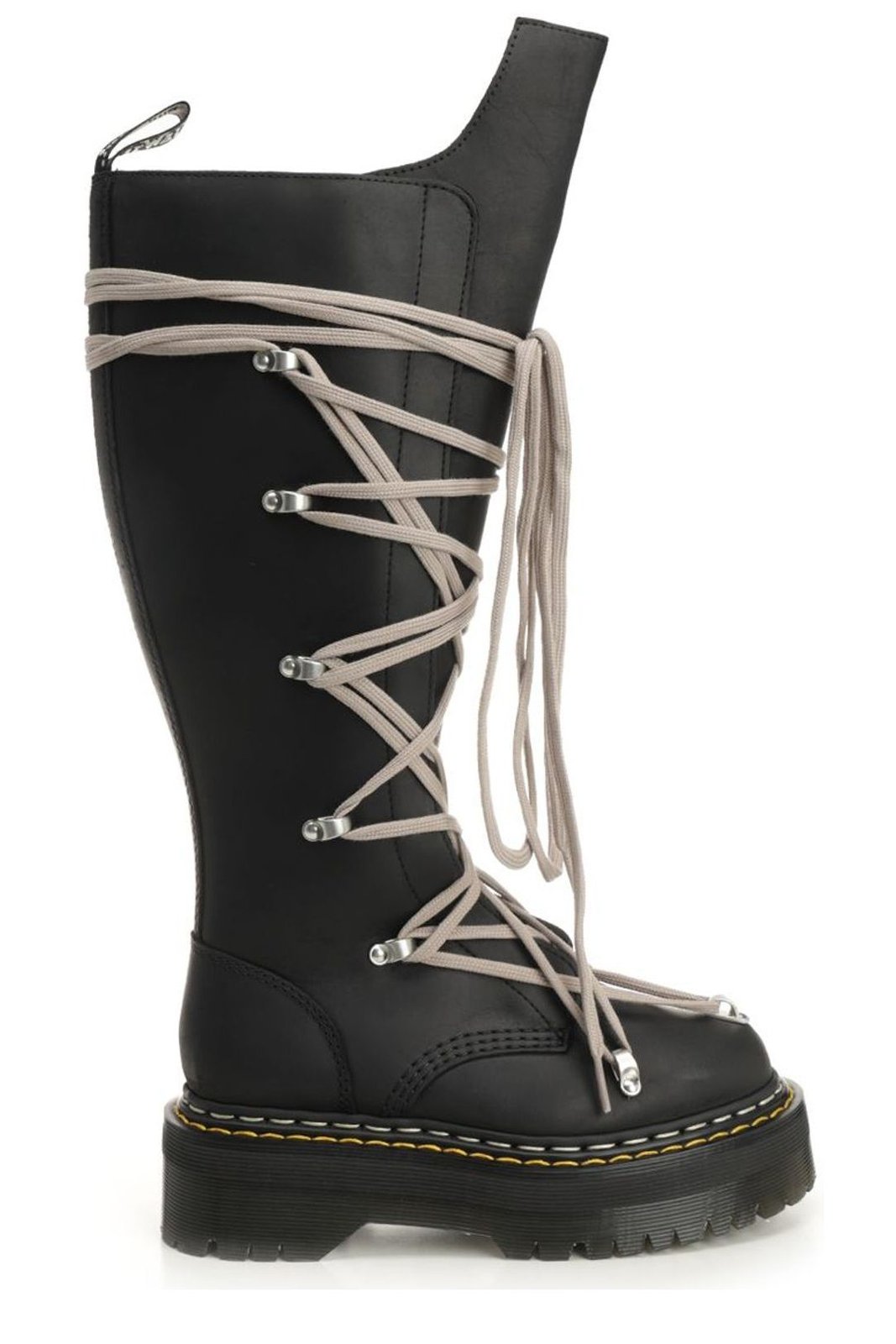 Rick Owens Round Toe Lace-Up Boots