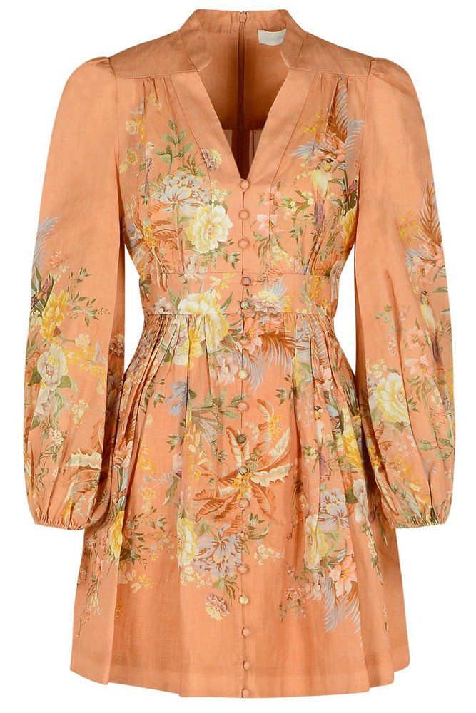 Zimmermann Tallow Plunge Mini Dress  Cettire
