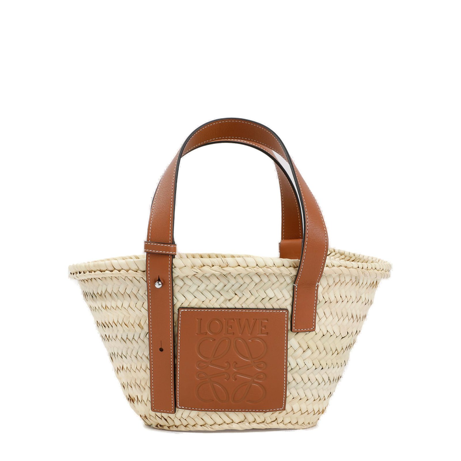 Loewe Anagram-Embossed Patch Small Basket Tote Bag