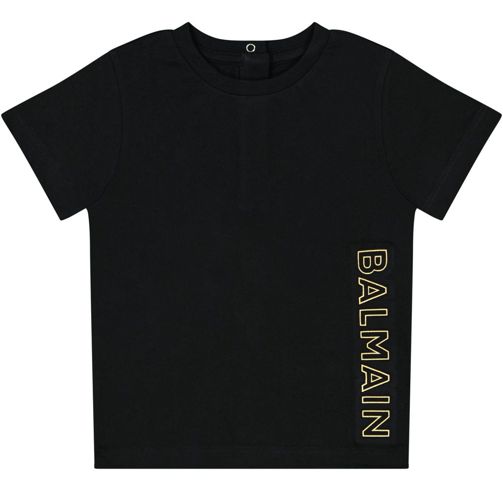 Balmain Kids 엠보스드 로고 베이비 티셔츠