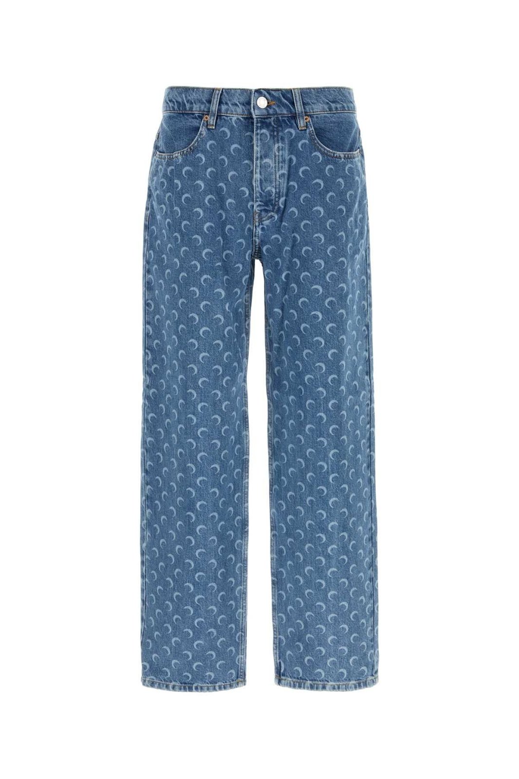 Marine Serre Moon Laser Wash Denim Baggy Jeans