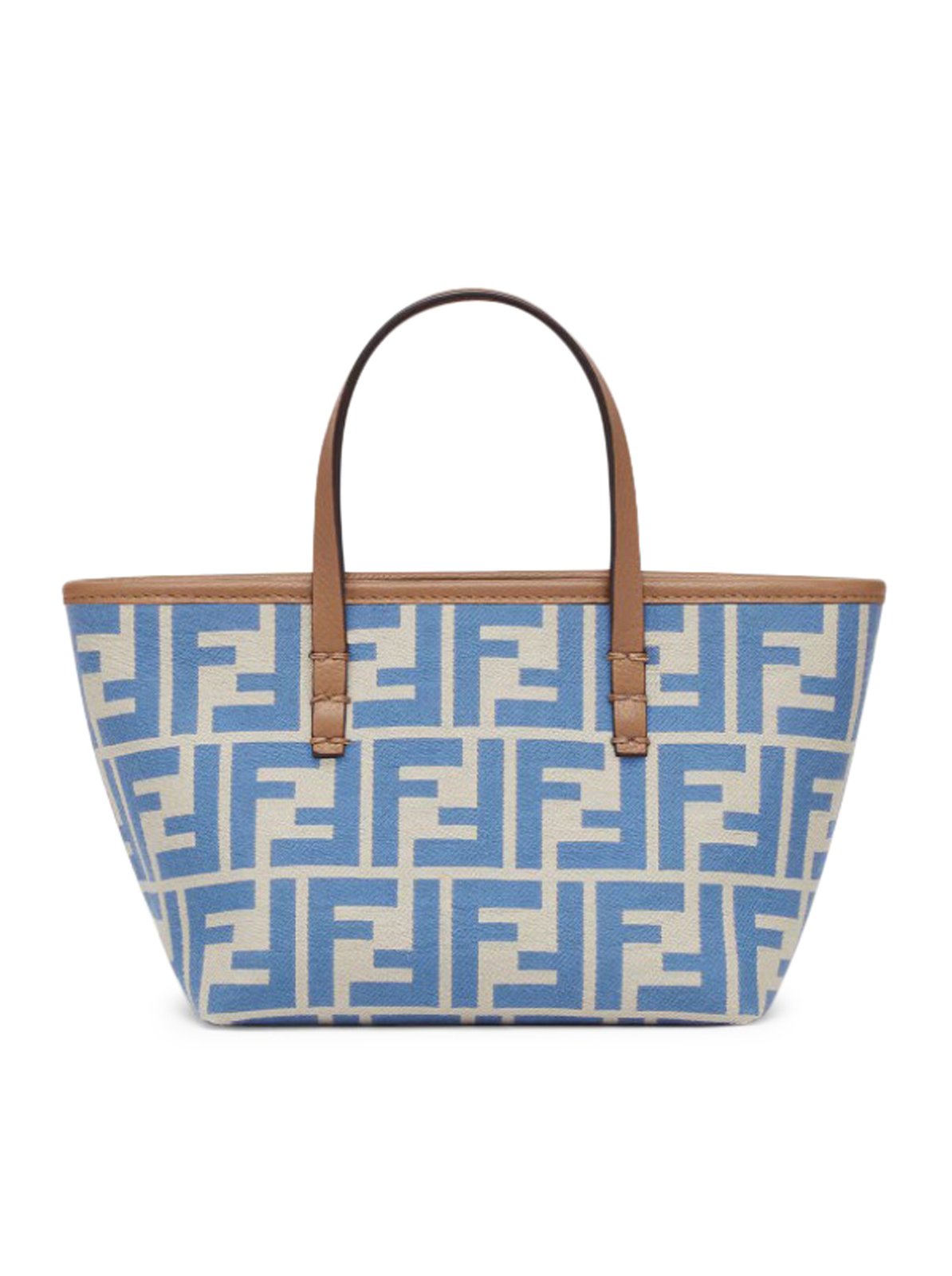 トートバッグ Fendi Roll Mini Tote Bag In Ff Jacquard And Raffia Fendi Fendi Roll FF Jacquard Mini Tote Bag - Tote Bags