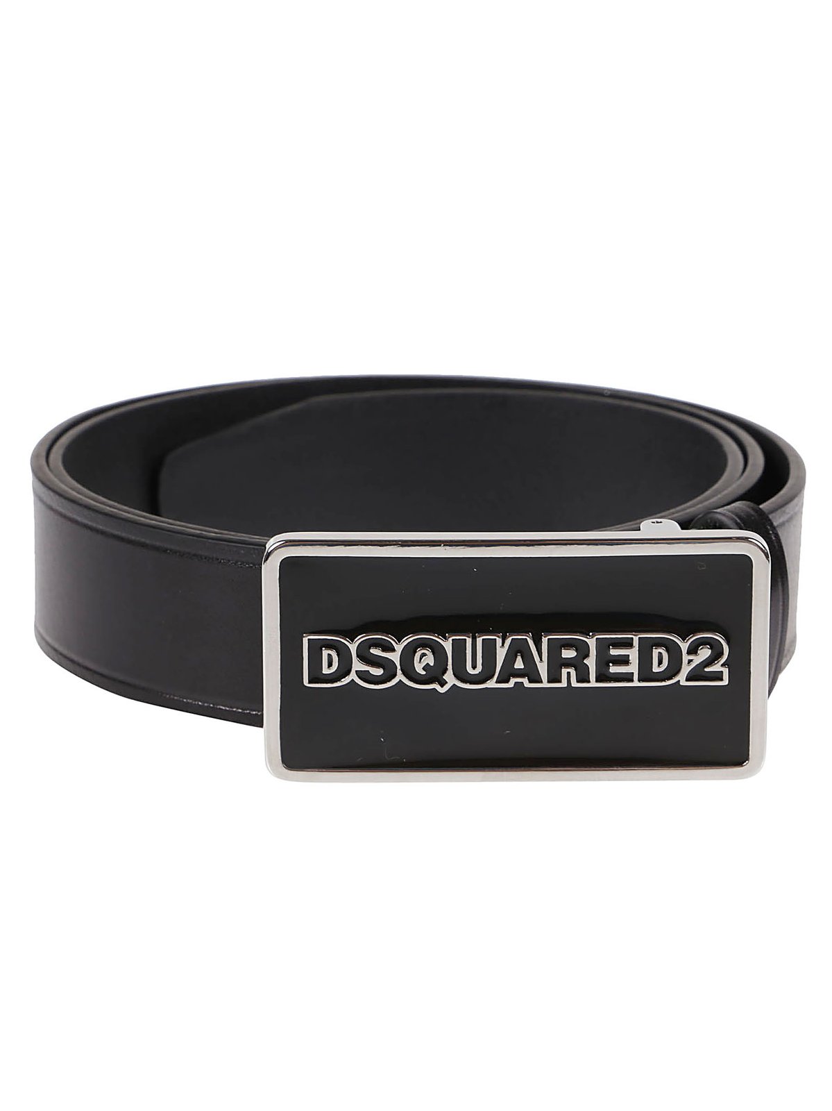 DSQUARED2 NWT Silver Metallic Leather Belt with Black Logo Buckle Vintage Dsquared2 big metal buckle Gothic Spell out Leather  main image 2