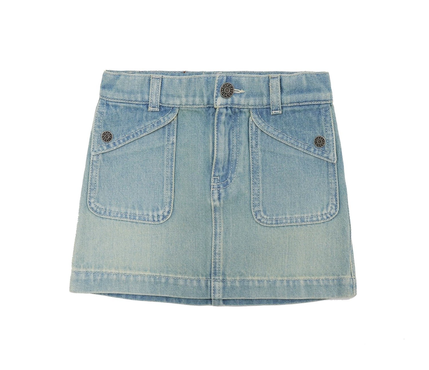 Gucci Kids Logo Patch Denim Skirt