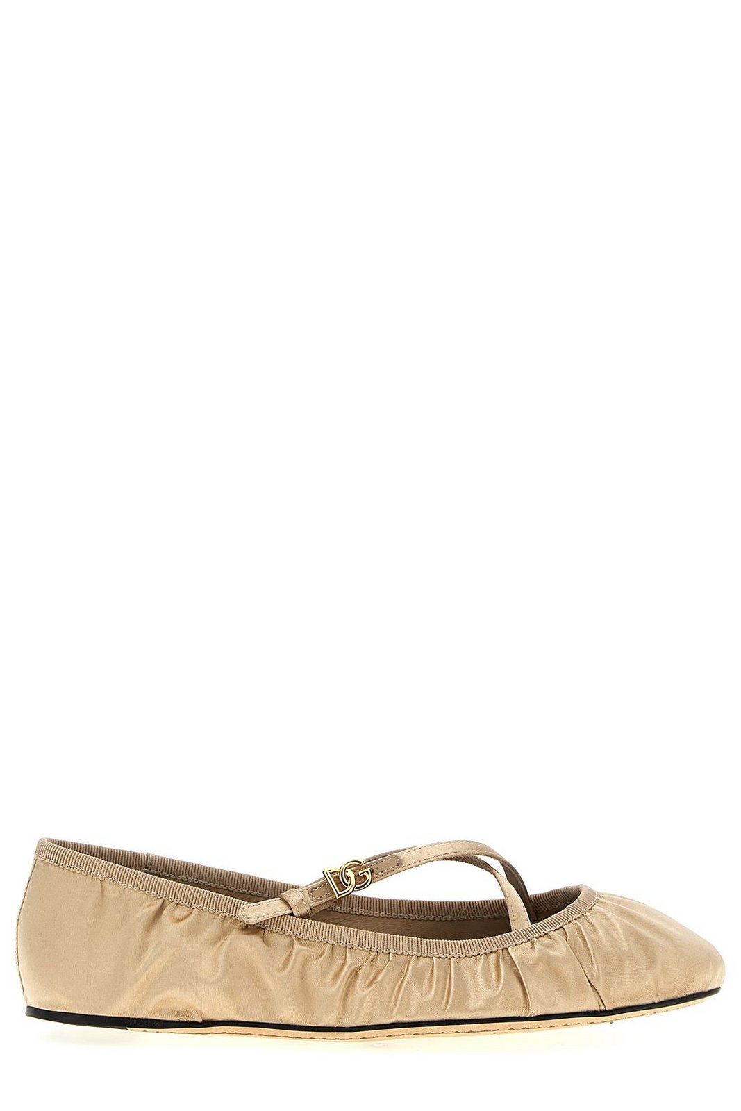 Dolce & Gabbana Logo Buckle Ruched Detailed Ballet Flats