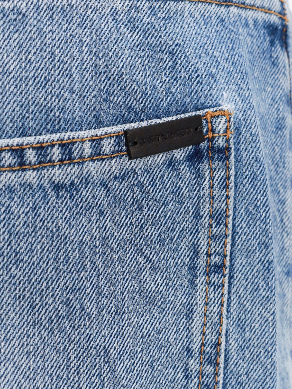 Saint Laurent Logo Patch Straight Leg Jeans