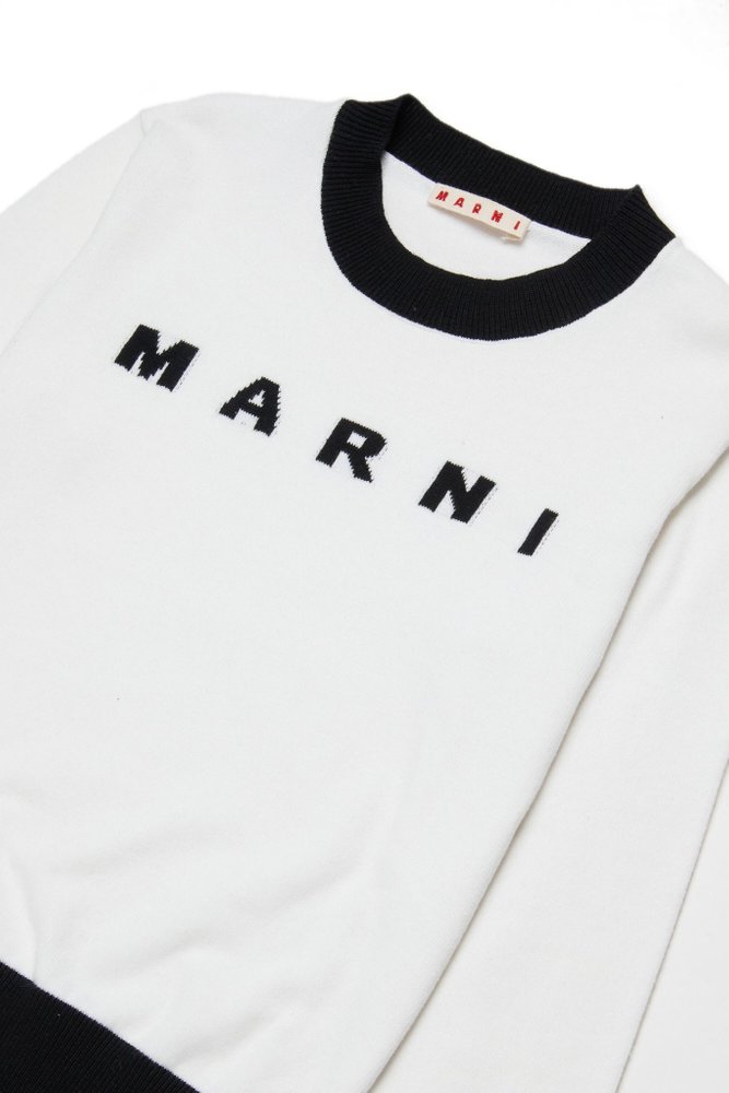 Marni Kids 로고 인타르시아 니트 점퍼