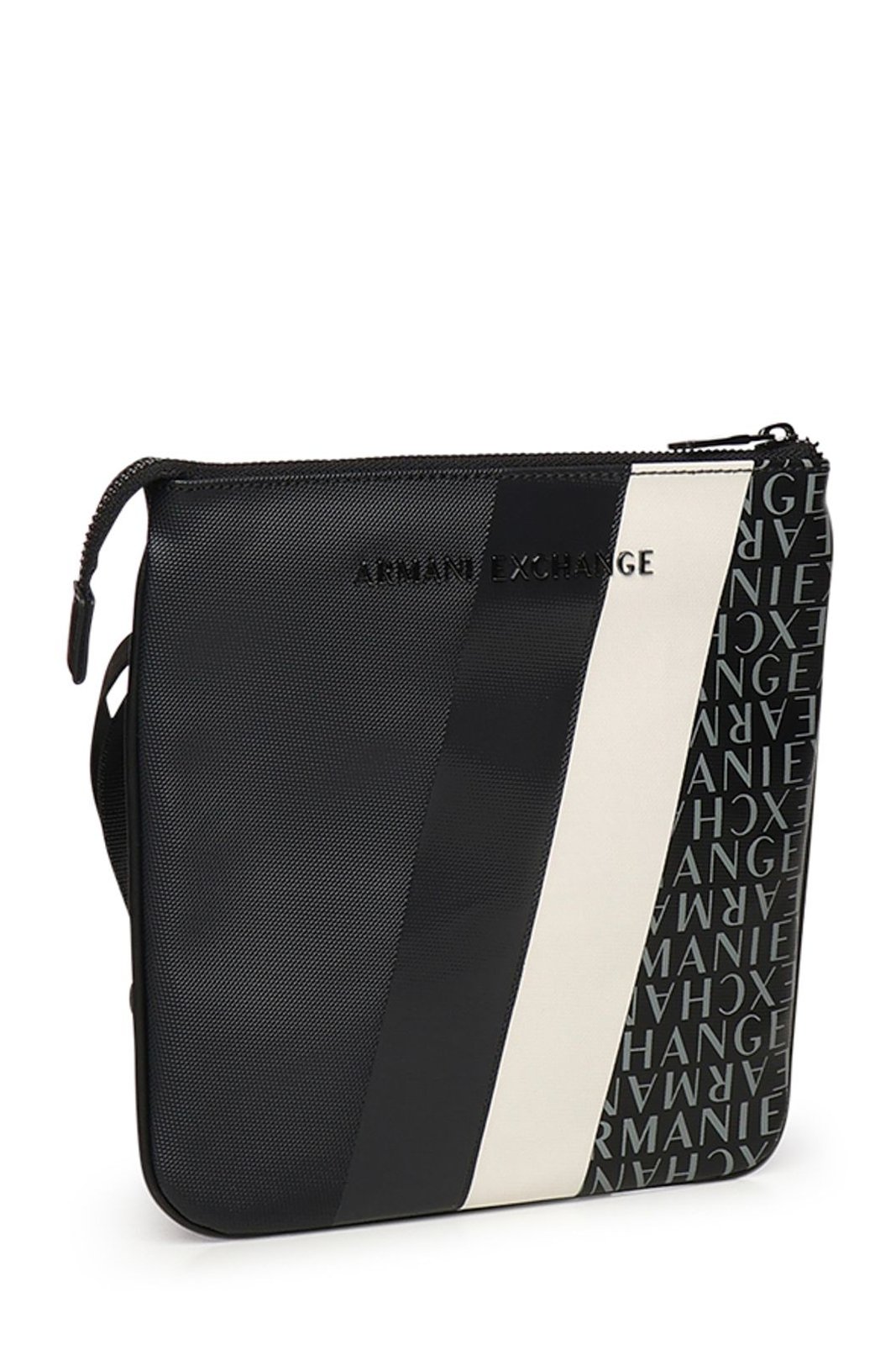 Armani Exchange Monogram Stripe Flat Shoulder Bag