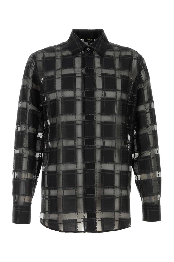 Fendi Geometric Pattern Long Sleeved Shirt
