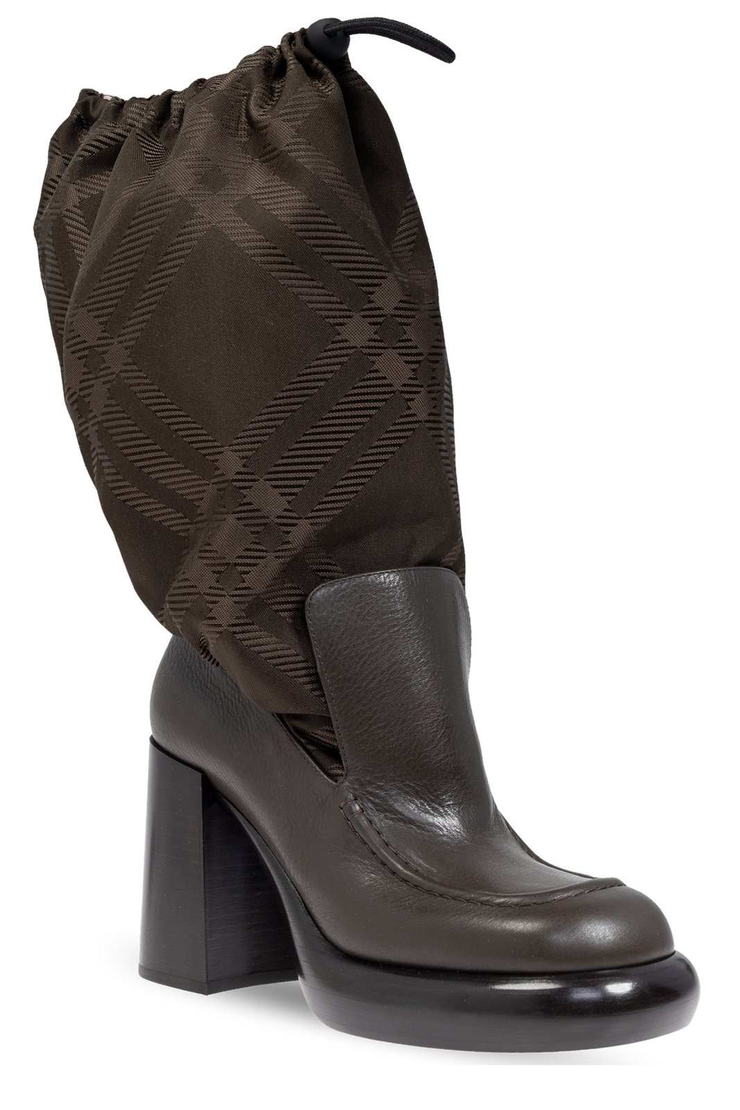 Burberry Checked Drawstring Fastened Wedge Boots