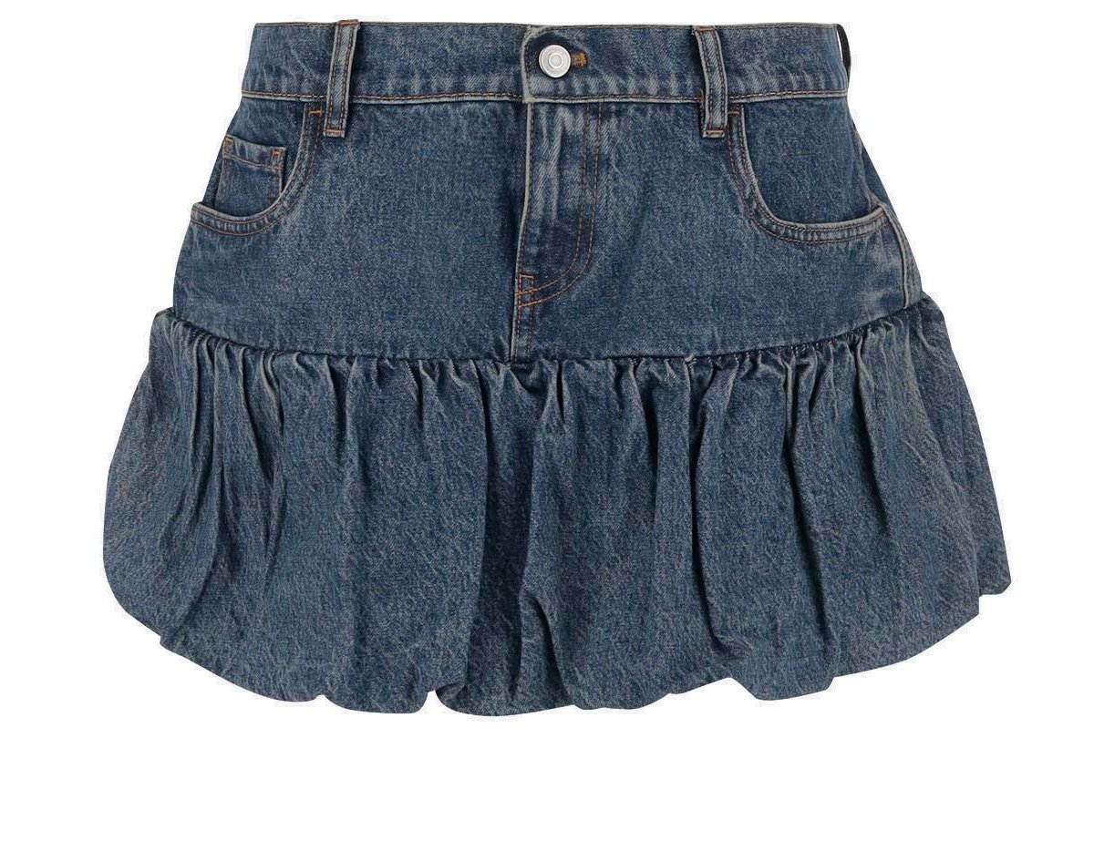 Coperni Gathered Hem Denim Mini Skirt