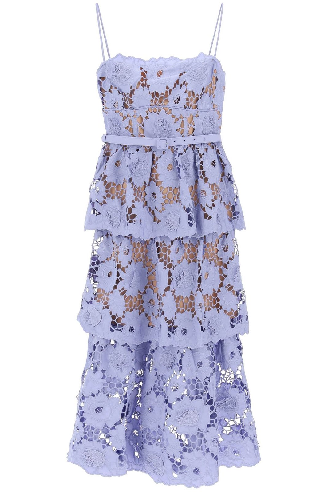 chinese dress ladies Self-Portrait - White Flower Lace Midi Dress