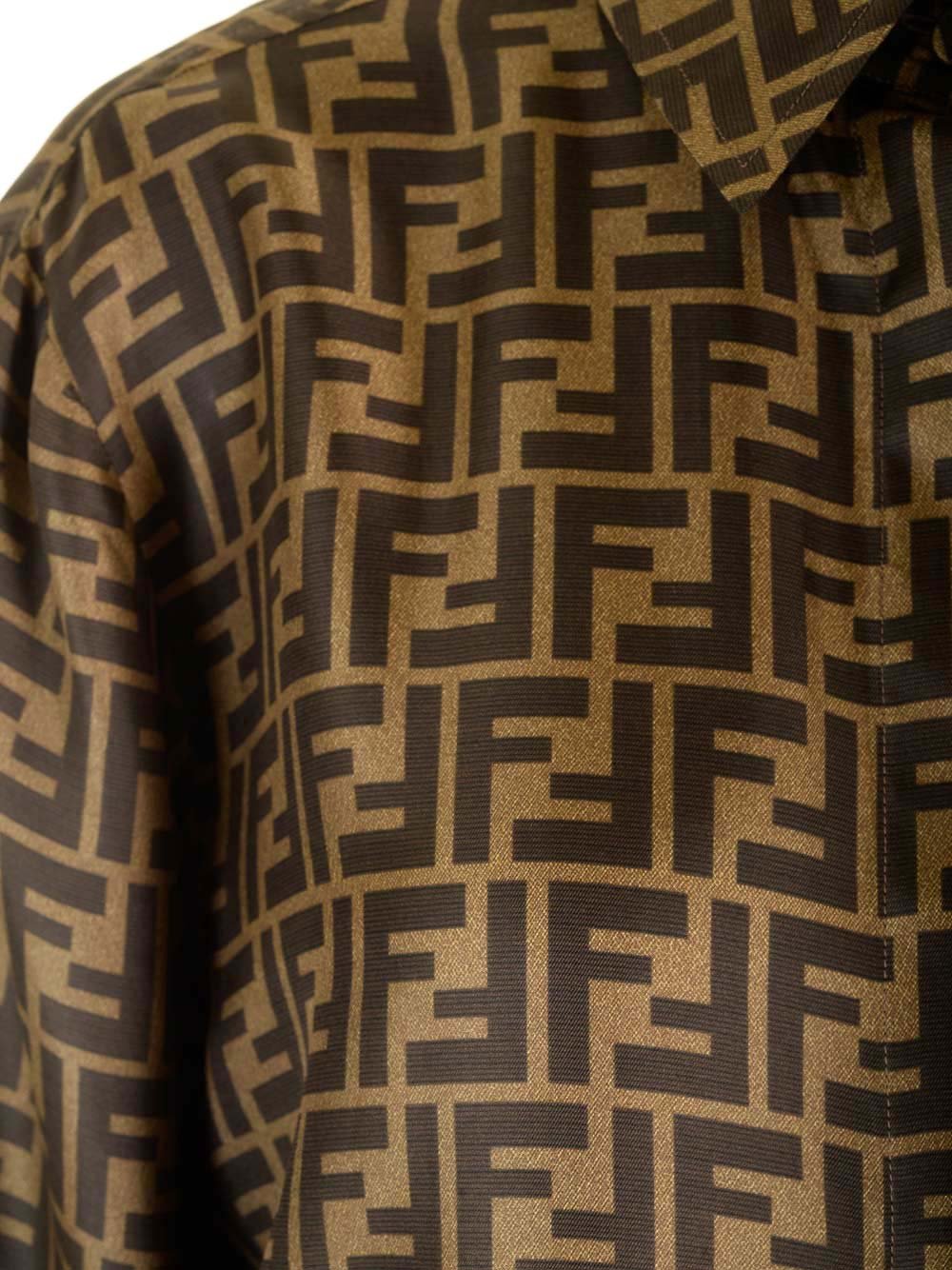 Shop Fendi All-Over FF Jacquard Long-Sleeved Shirt on Sale