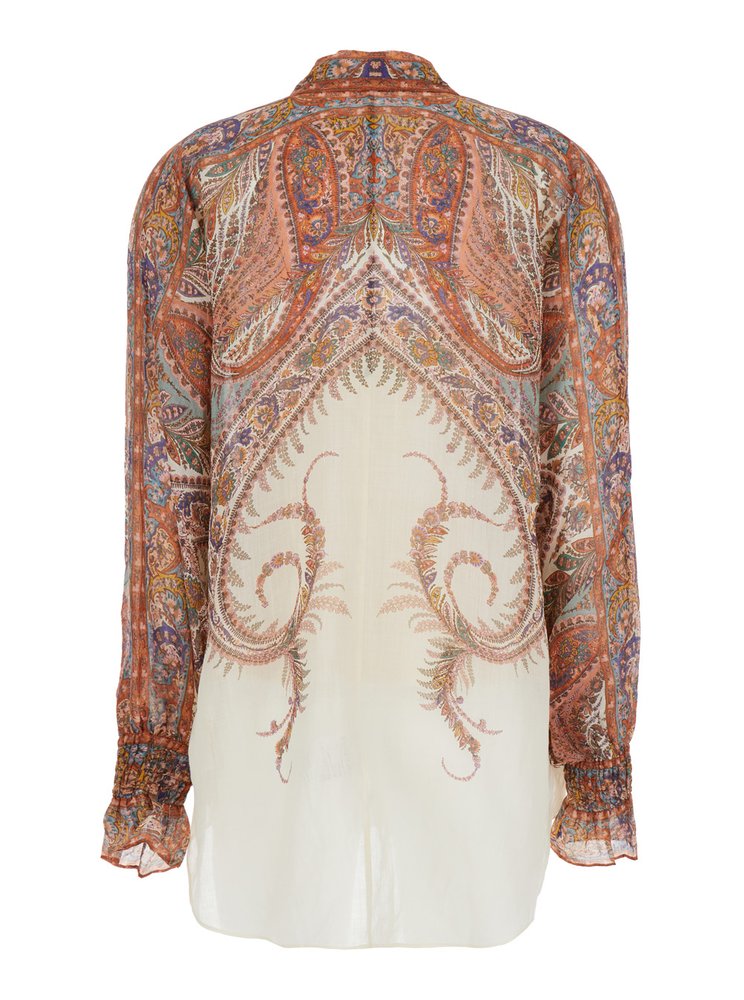 Tシャツ・カットソー Zimmermann FW25 Rhiannon Tie Neck Blouse (3236TSS251 CMP) Zimmermann Rhiannon Tie Neck Blouse – Cettire
