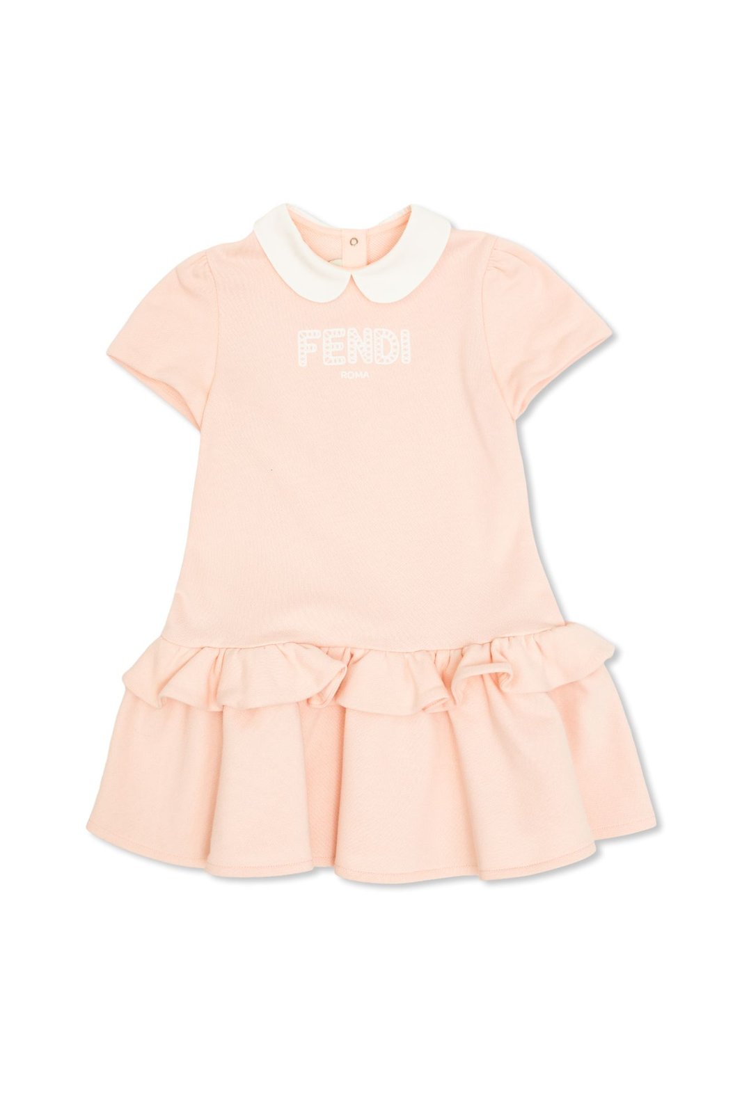 Fendi Kids Short Sleeve Ruffled Trim Dress