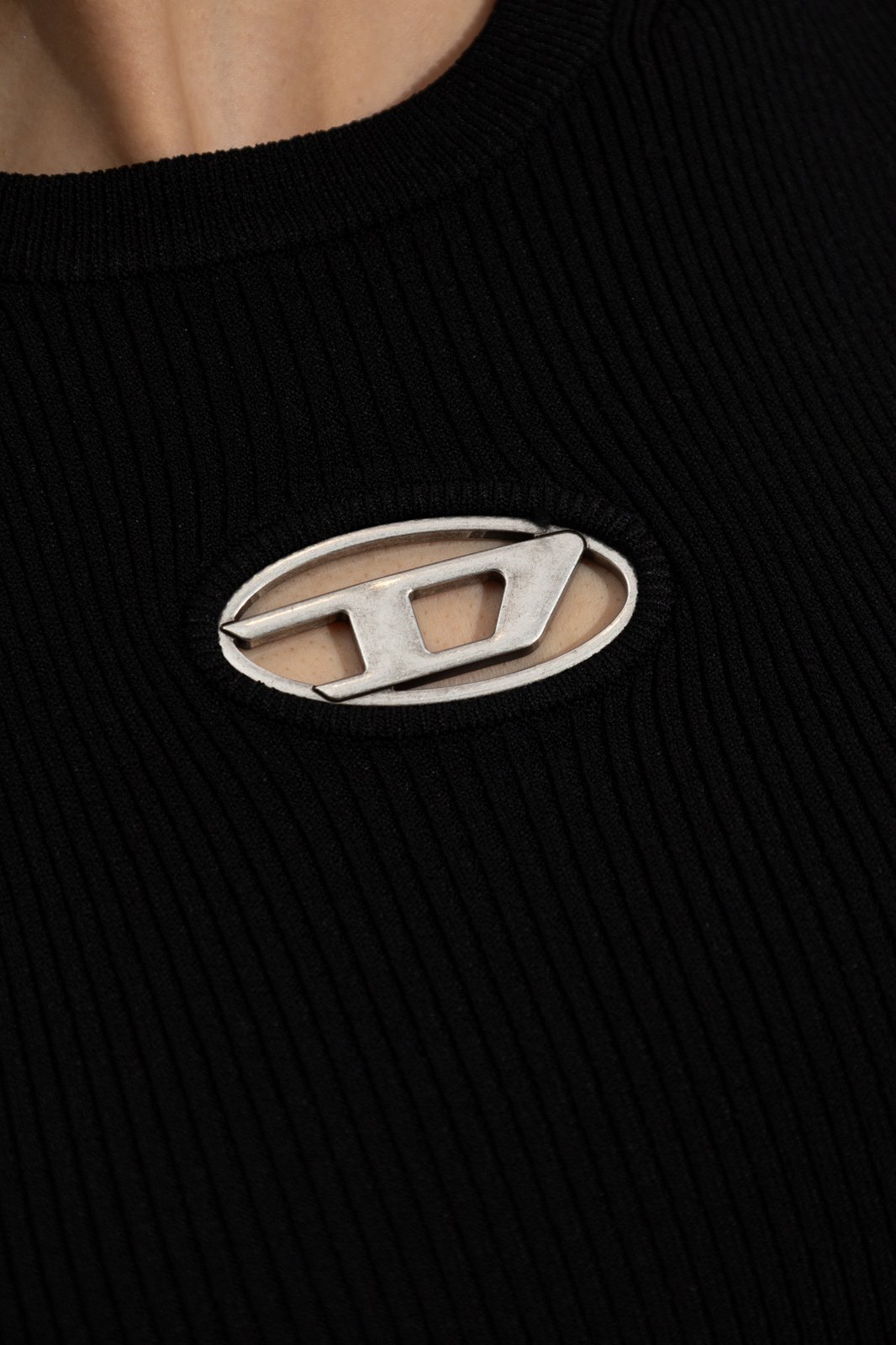 Diesel M-Caddix Logo Plaque Ribbed-Knit Top