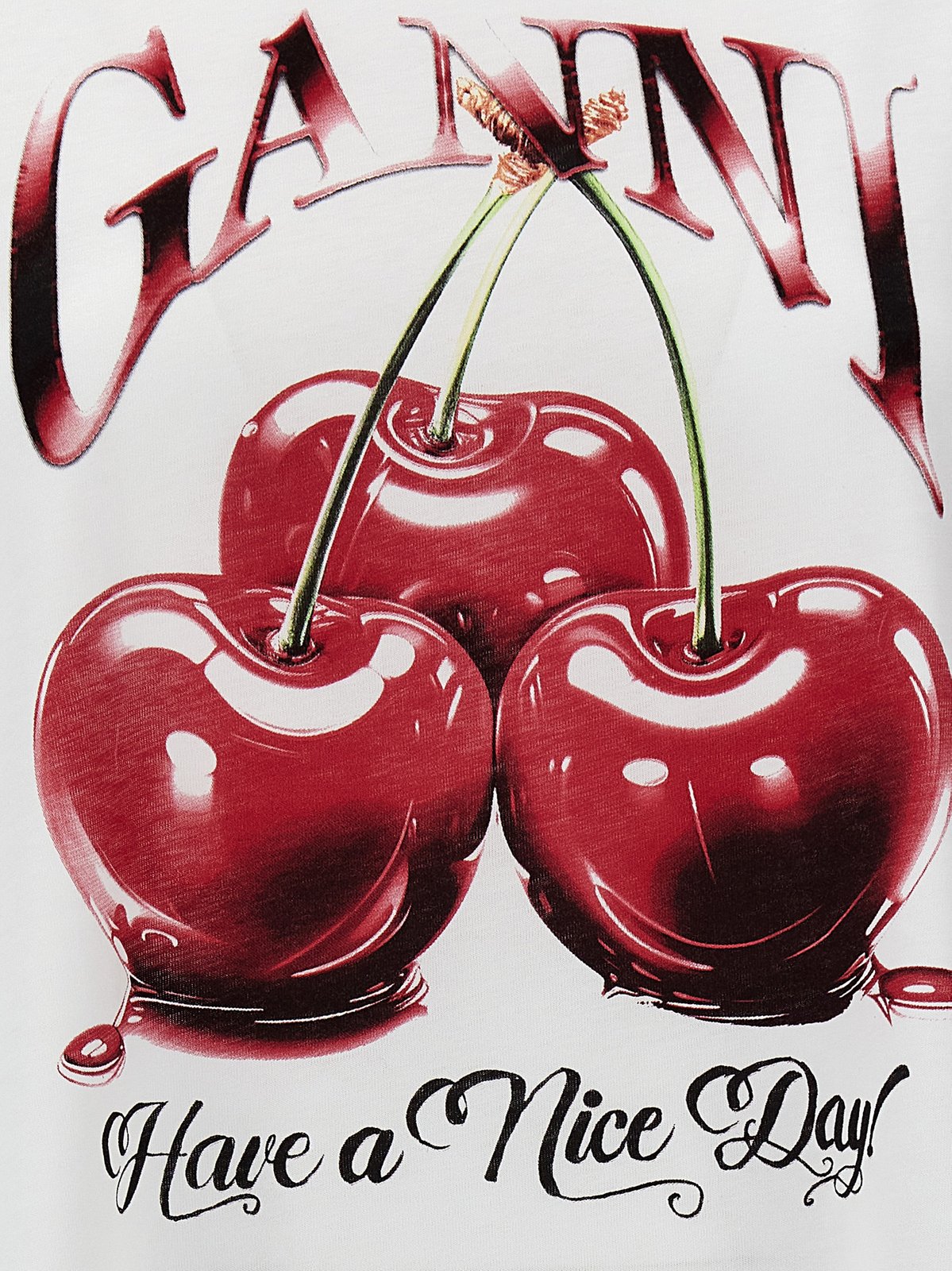 Ganni Cherry Printed Crewneck T-Shirt